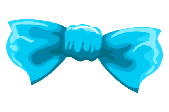 Blue Silk Ribbon Bow. Decorative Accesso Graphics
