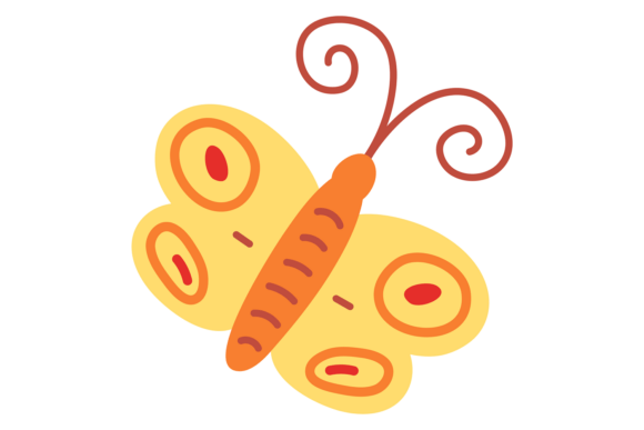 Cute Butterfly Drawing. Decorative Summe
