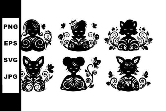 Decorative Animal Silhouettes with Flora Graphics