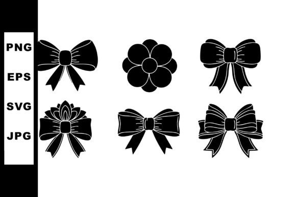 Decorative Black Bow and Flower Vector I Graphics