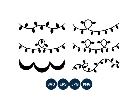 Decorative Black String Lights Graphics & Illustrations