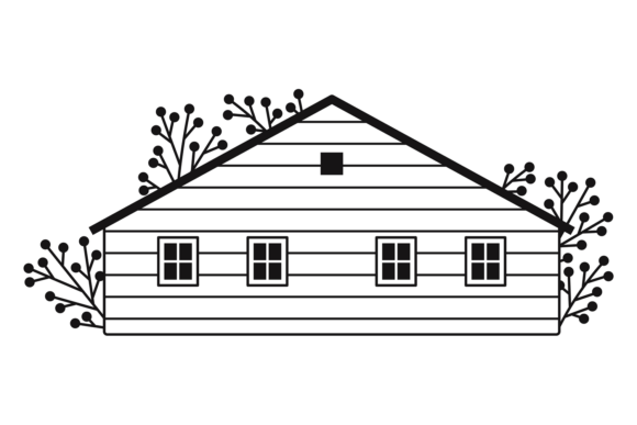 Decorative House Logo. Cute Tiny Vintage Graphics