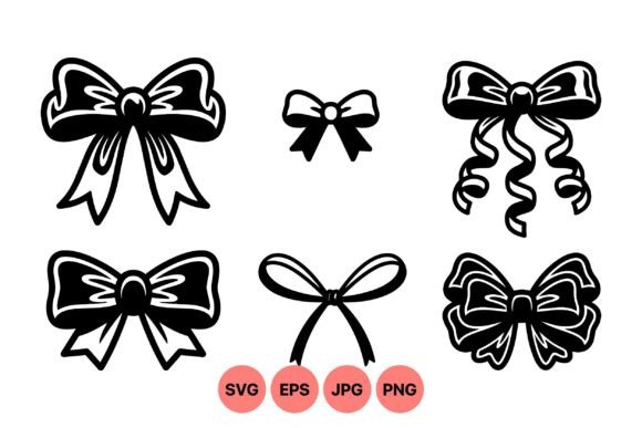 Decorative Ribbon Bow Illustrations: Elegant Graphics & Illustrations