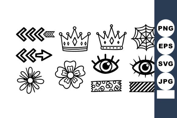 Decorative Simple Black Line Art Icons I Graphics