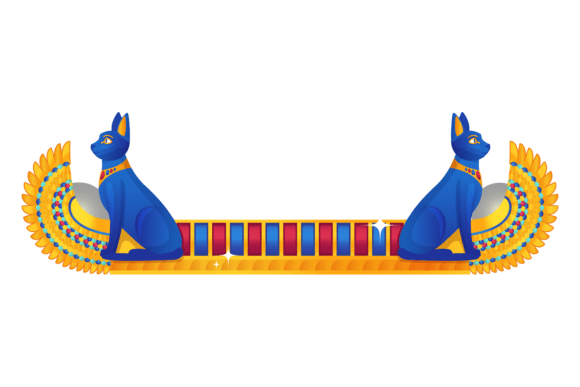 Egyptian Cat God Decorative Border Carto