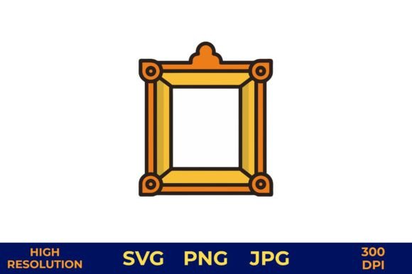 Empty Golden Decorative Frame Icon: Graphics & Illustrations for Sellers