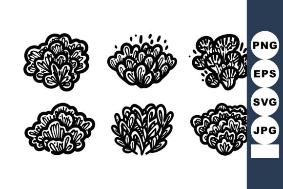 Hand Drawn Decorative Bush Vector Icons for Branding and Marketing