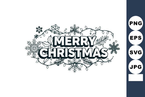 Merry Christmas Decorative Text with Sno
