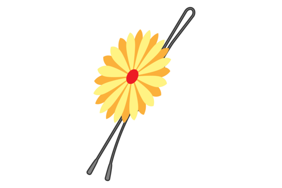 Metal Hairpin with Flower Graphics & Illustrations