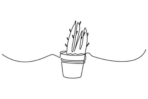 One Line Decorative Cactus Graphics for Digital Sellers