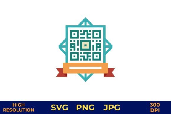 QR Code on Decorative Award Ribbon: Graphics & Illustrations for Local Branding