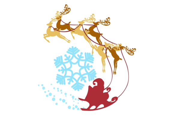 Santa Riding Reindeer Sleigh Graphics for Seasonal Selling