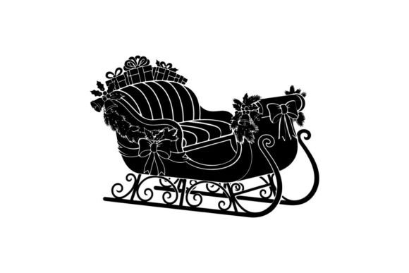 Silhouette of a Decorative Sleigh with F: Graphics & Illustrations