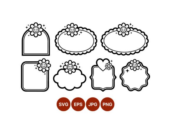 Smiling Flower Decorative Frames Vector: Graphics & Illustrations