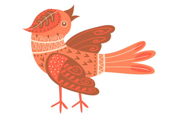 Songbird in Folklore Style Graphics for Editorial Use