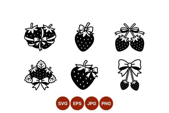 Strawberries with Decorative Bows Vector