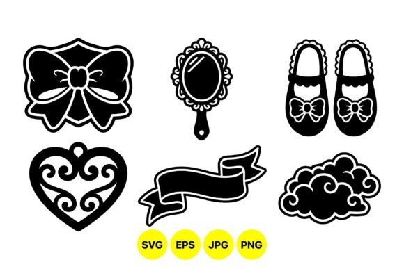 Vintage Chic Decorative Icons: Graphics & Illustrations